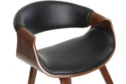 Miliboo Fauteuil Design|Voir Tous Les Fauteuils-Fauteuil design noir et bois foncé noyer ARAMIS