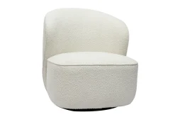 Miliboo Fauteuil Design|Voir Tous Les Fauteuils-Fauteuil design pivotant en tissu effet laine bouclée blanc AMBER