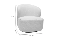 Miliboo Fauteuil Design|Voir Tous Les Fauteuils-Fauteuil design pivotant en tissu effet laine bouclée blanc AMBER