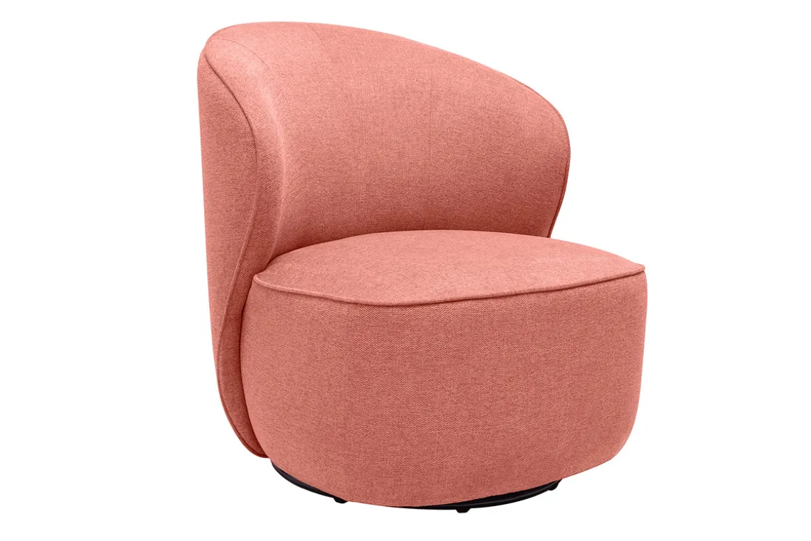 Miliboo Fauteuil Design|Voir Tous Les Fauteuils-Fauteuil design pivotant en tissu effet velours texturé terracotta AMBER