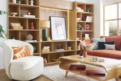 Miliboo Fauteuil Design|Voir Tous Les Fauteuils-Fauteuil design pivotant en tissu effet velours texturé taupe AMBER