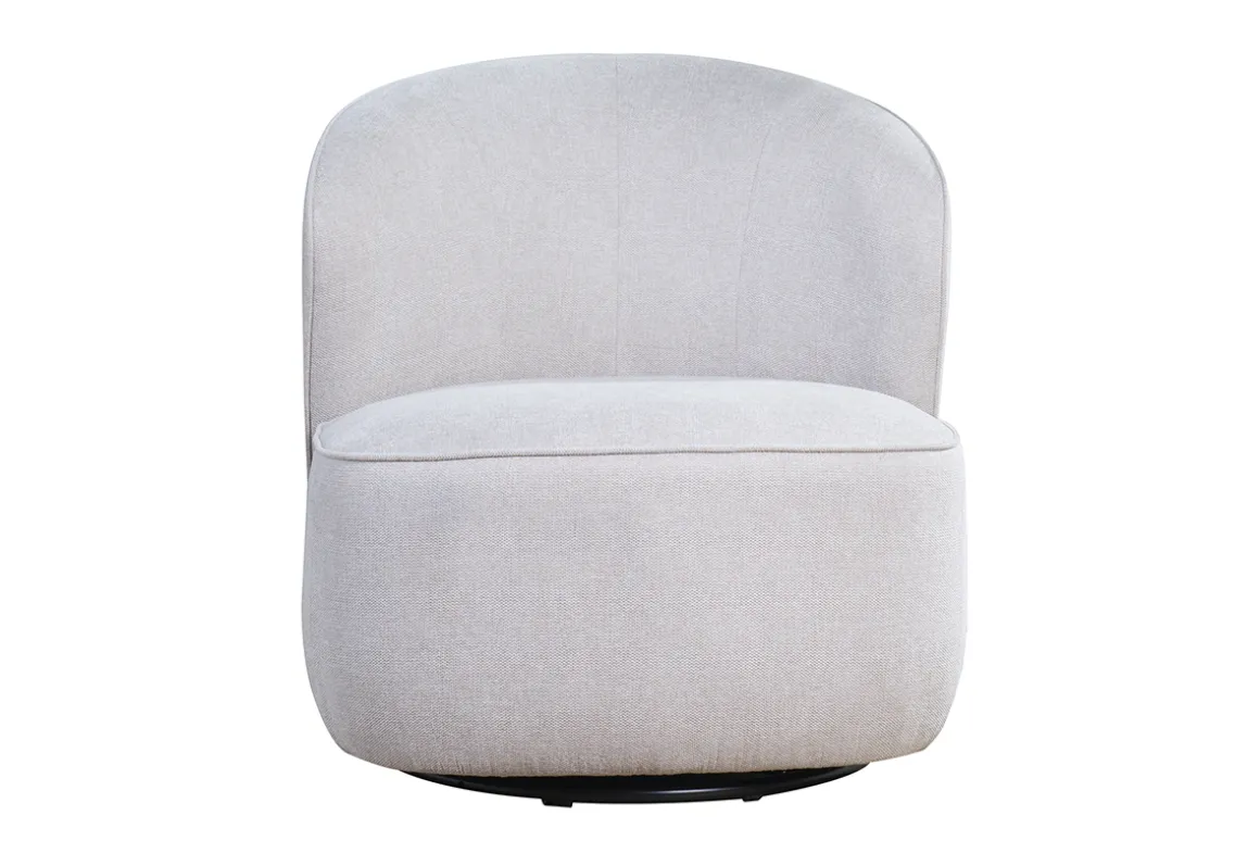 Miliboo Fauteuil Design|Voir Tous Les Fauteuils-Fauteuil design pivotant en tissu effet velours texturé beige AMBER