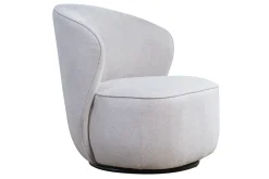 Miliboo Fauteuil Design|Voir Tous Les Fauteuils-Fauteuil design pivotant en tissu effet velours texturé beige AMBER
