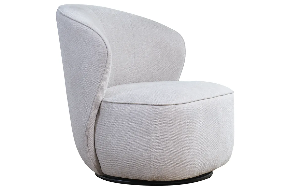 Miliboo Fauteuil Design|Voir Tous Les Fauteuils-Fauteuil design pivotant en tissu effet velours texturé beige AMBER