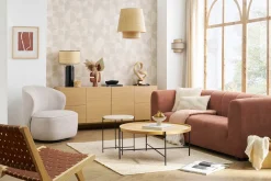 Miliboo Fauteuil Design|Voir Tous Les Fauteuils-Fauteuil design pivotant en tissu effet velours texturé beige AMBER