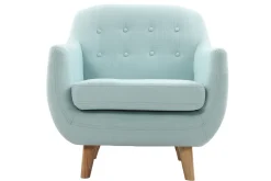 Miliboo Fauteuil Design|Voir Tous Les Fauteuils-Fauteuil déhoussable scandinave en tissu menthe à l'eau et bois clair YNOK