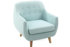Miliboo Fauteuil Design|Voir Tous Les Fauteuils-Fauteuil déhoussable scandinave en tissu menthe à l'eau et bois clair YNOK