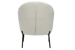 Miliboo Fauteuil Design|Voir Tous Les Fauteuils-Fauteuil en tissu effet laine bouclée blanc et métal noir BELEY