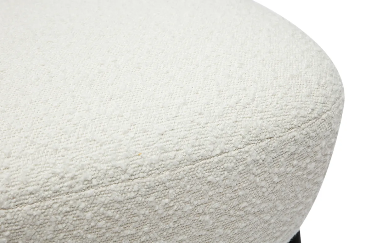 Miliboo Fauteuil Design|Voir Tous Les Fauteuils-Fauteuil en tissu effet laine bouclée blanc et métal noir BELEY