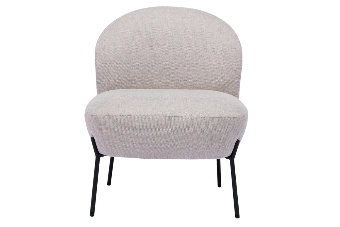 Miliboo Fauteuil Design|Voir Tous Les Fauteuils-Fauteuil en tissu effet velours texturé beige et métal noir BELEY