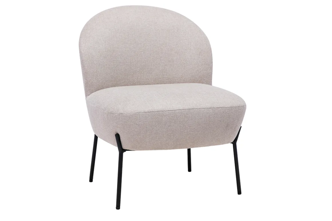 Miliboo Fauteuil Design|Voir Tous Les Fauteuils-Fauteuil en tissu effet velours texturé beige et métal noir BELEY