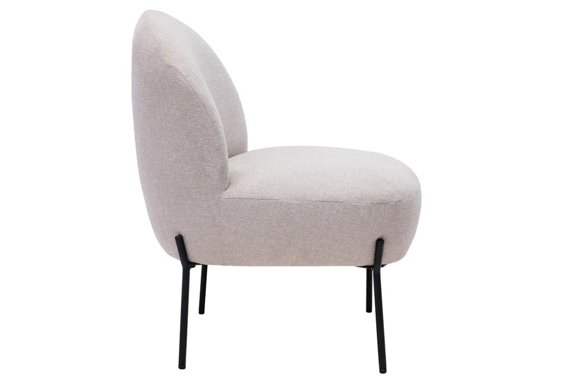 Miliboo Fauteuil Design|Voir Tous Les Fauteuils-Fauteuil en tissu effet velours texturé beige et métal noir BELEY
