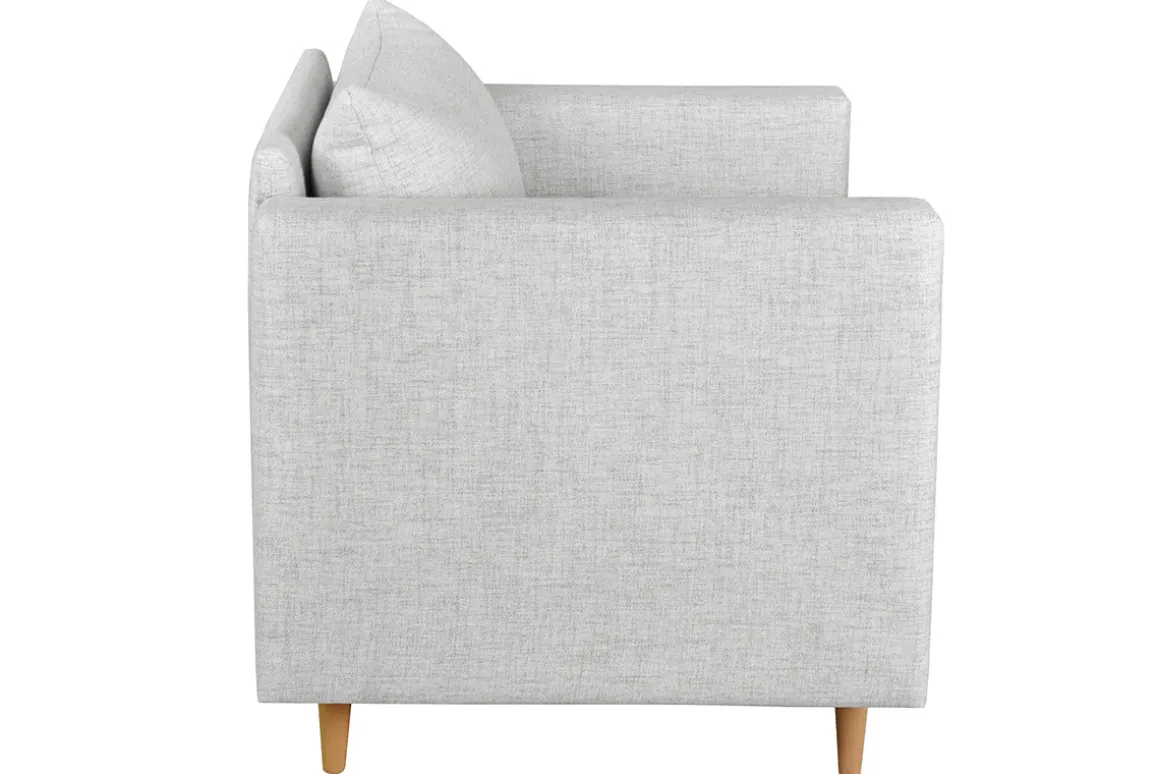 Miliboo Fauteuil Design|Voir Tous Les Fauteuils-Fauteuil en tissu gris clair et bois clair GIADA