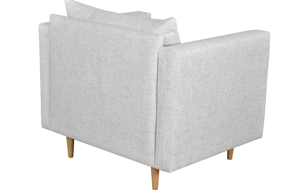 Miliboo Fauteuil Design|Voir Tous Les Fauteuils-Fauteuil en tissu gris clair et bois clair GIADA