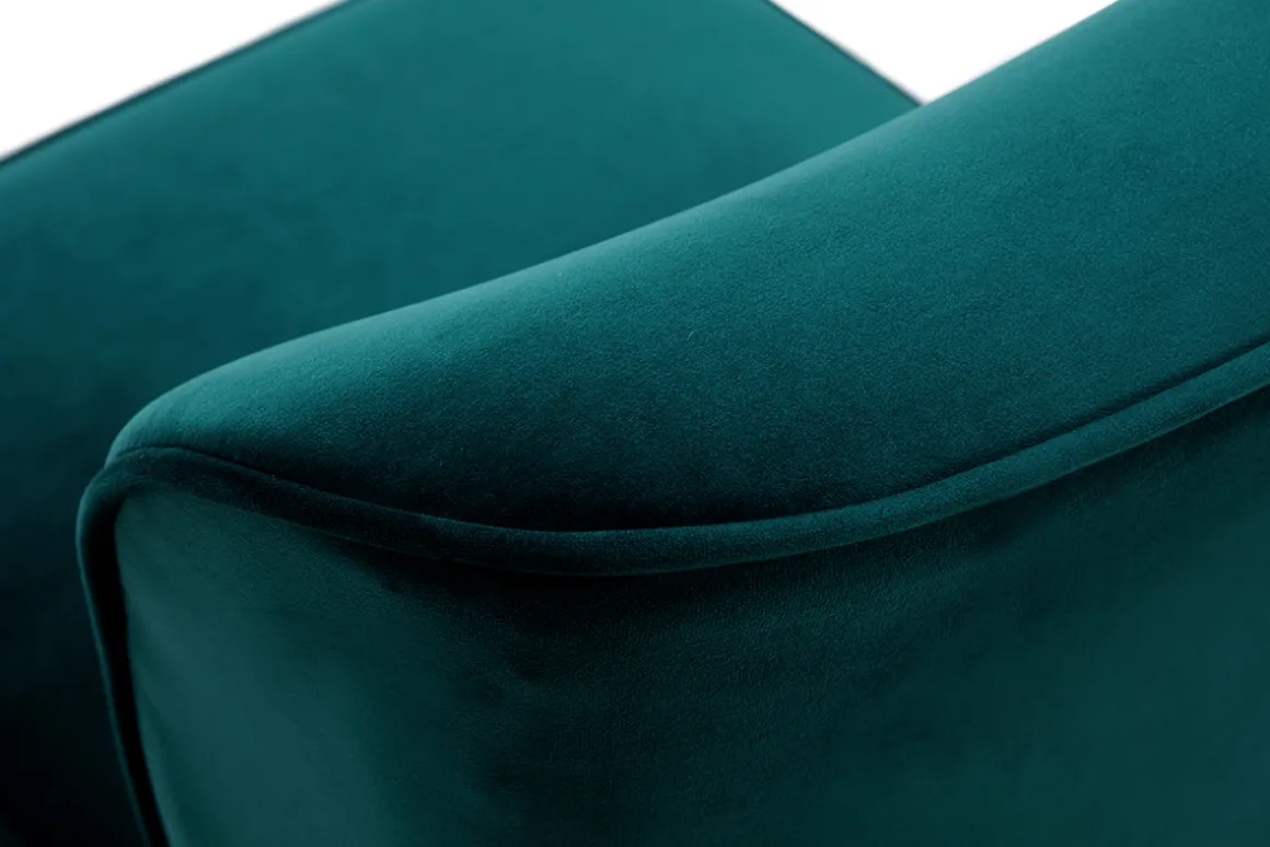 Miliboo Fauteuil Design|Voir Tous Les Fauteuils-Fauteuil en tissu velours bleu pétrole et bois clair KAHLO