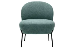 Miliboo Fauteuil Design|Voir Tous Les Fauteuils-Fauteuil en tissu vert de gris et métal noir BELEY