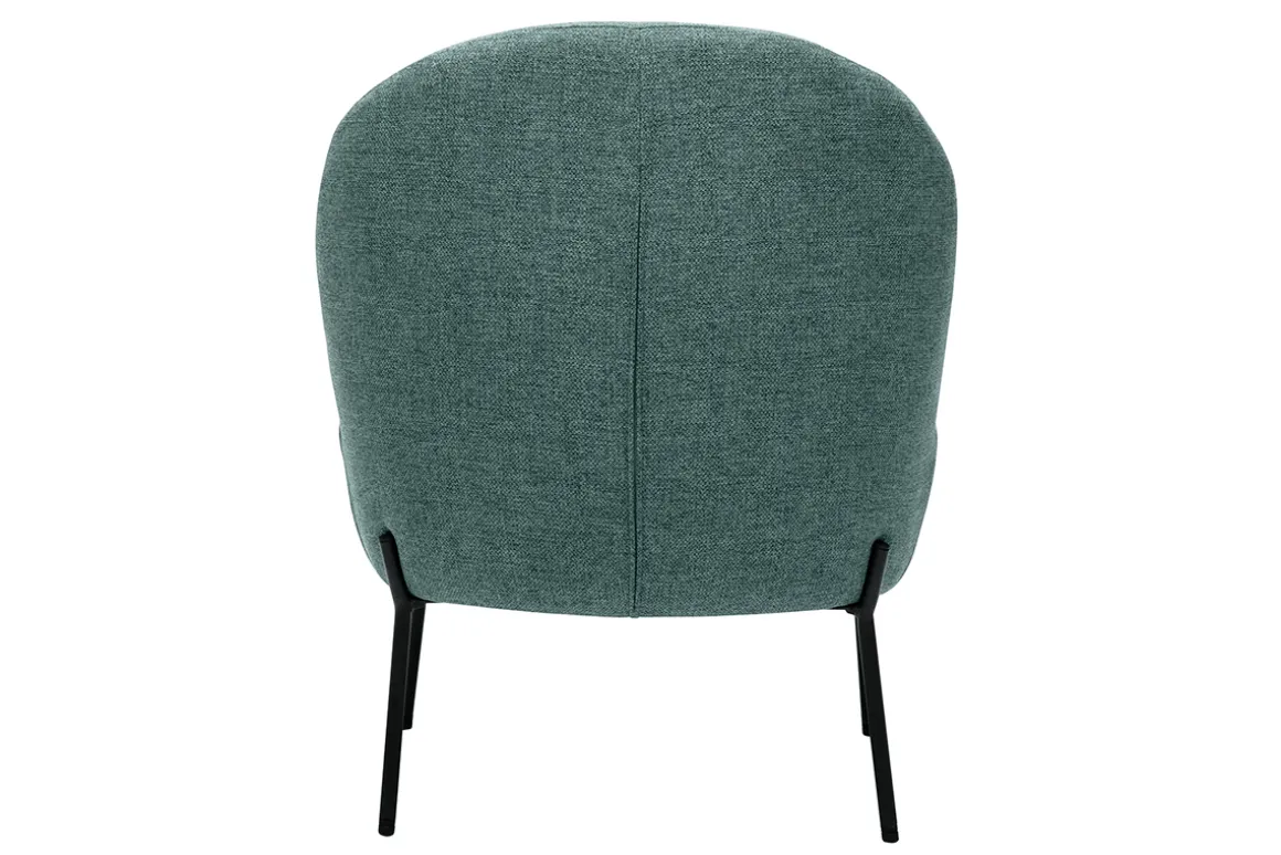 Miliboo Fauteuil Design|Voir Tous Les Fauteuils-Fauteuil en tissu vert de gris et métal noir BELEY