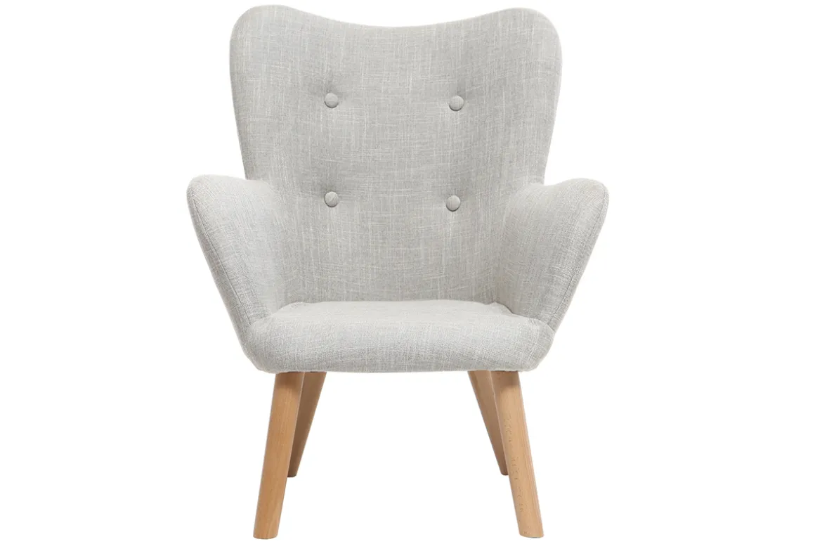 Miliboo Fauteuil Enfant-Fauteuil enfant scandinave en tissu gris polaire et bois clair BABY BRISTOL