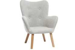 Miliboo Fauteuil Enfant-Fauteuil enfant scandinave en tissu gris polaire et bois clair BABY BRISTOL