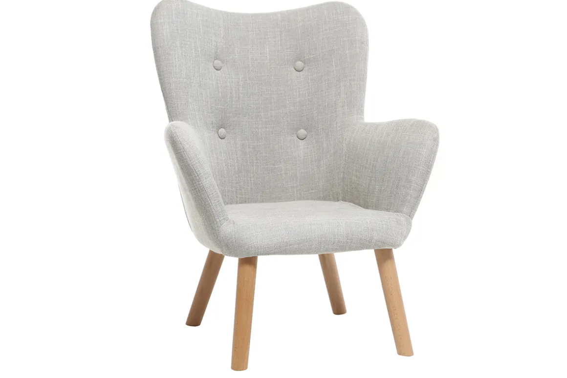 Miliboo Fauteuil Enfant-Fauteuil enfant scandinave en tissu gris polaire et bois clair BABY BRISTOL
