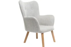 Miliboo Fauteuil Enfant-Fauteuil enfant scandinave en tissu gris polaire et bois clair BABY BRISTOL