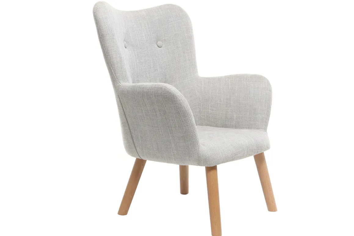 Miliboo Fauteuil Enfant-Fauteuil enfant scandinave en tissu gris polaire et bois clair BABY BRISTOL
