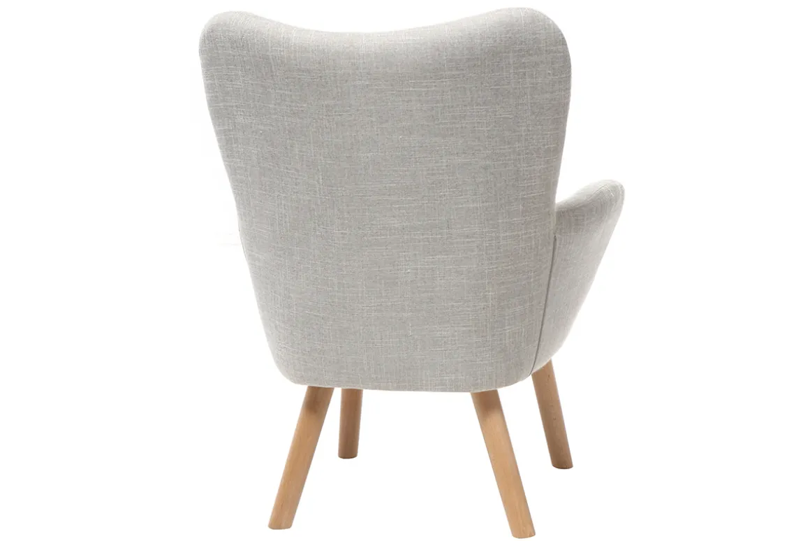 Miliboo Fauteuil Enfant-Fauteuil enfant scandinave en tissu gris polaire et bois clair BABY BRISTOL