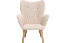 Miliboo Fauteuil Enfant-Fauteuil enfant scandinave en tissu rose poudré et bois clair BABY BRISTOL