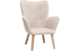 Miliboo Fauteuil Enfant-Fauteuil enfant scandinave en tissu rose poudré et bois clair BABY BRISTOL