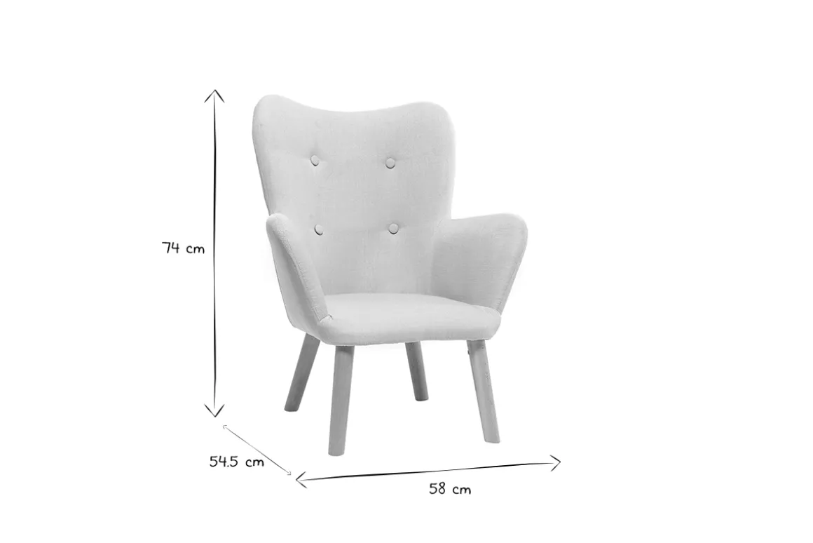 Miliboo Fauteuil Enfant-Fauteuil enfant scandinave en tissu rose poudré et bois clair BABY BRISTOL