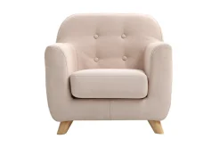 Miliboo Fauteuil Enfant-Fauteuil enfant scandinave en tissu rose poudré et bois clair NORKID