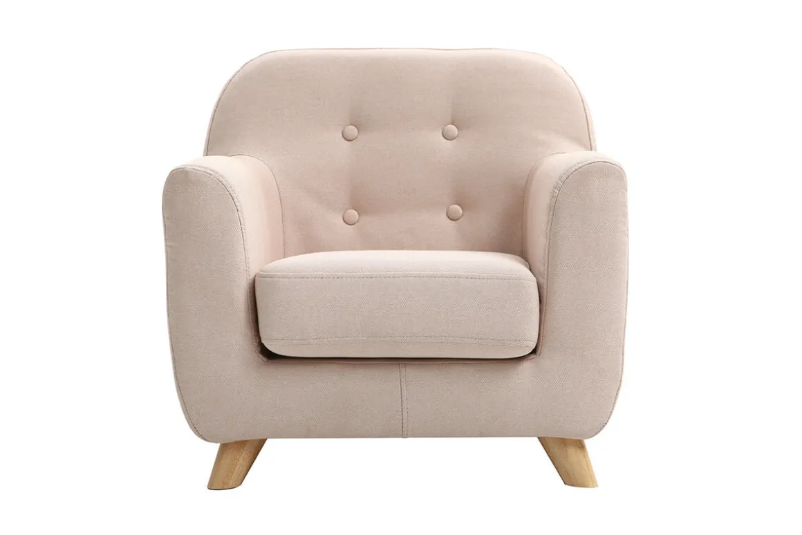 Miliboo Fauteuil Enfant-Fauteuil enfant scandinave en tissu rose poudré et bois clair NORKID