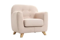 Miliboo Fauteuil Enfant-Fauteuil enfant scandinave en tissu rose poudré et bois clair NORKID