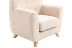 Miliboo Fauteuil Enfant-Fauteuil enfant scandinave en tissu rose poudré et bois clair NORKID