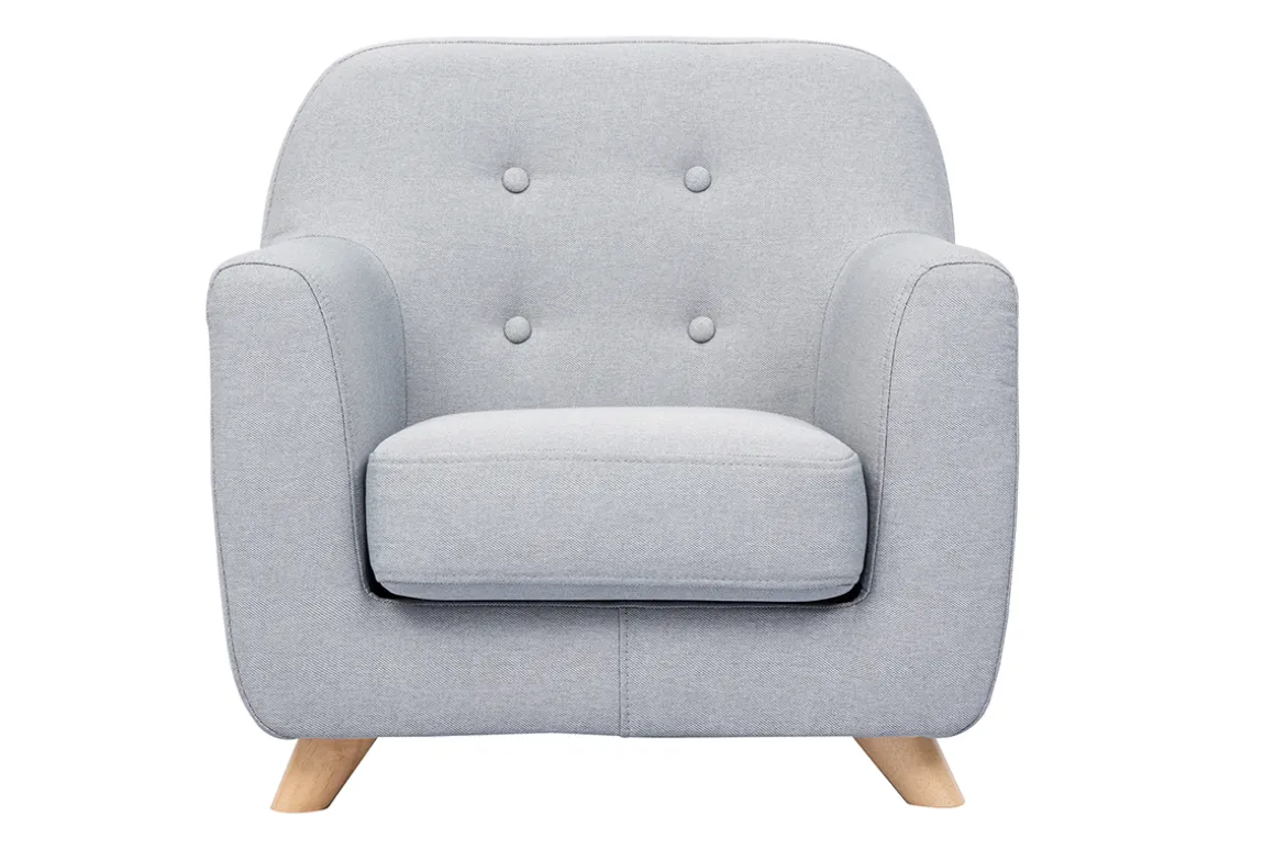 Miliboo Fauteuil Enfant-Fauteuil enfant scandinave en tissu gris clair et bois clair NORKID