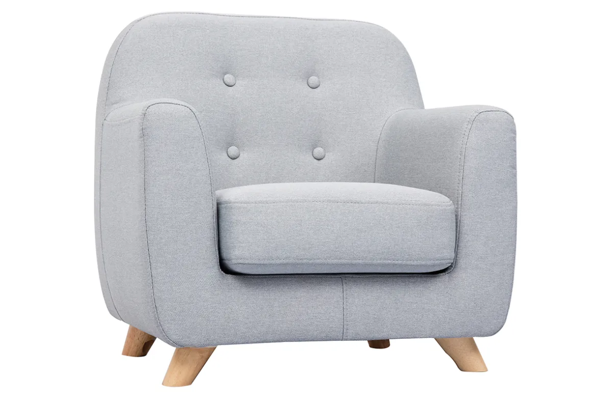 Miliboo Fauteuil Enfant-Fauteuil enfant scandinave en tissu gris clair et bois clair NORKID
