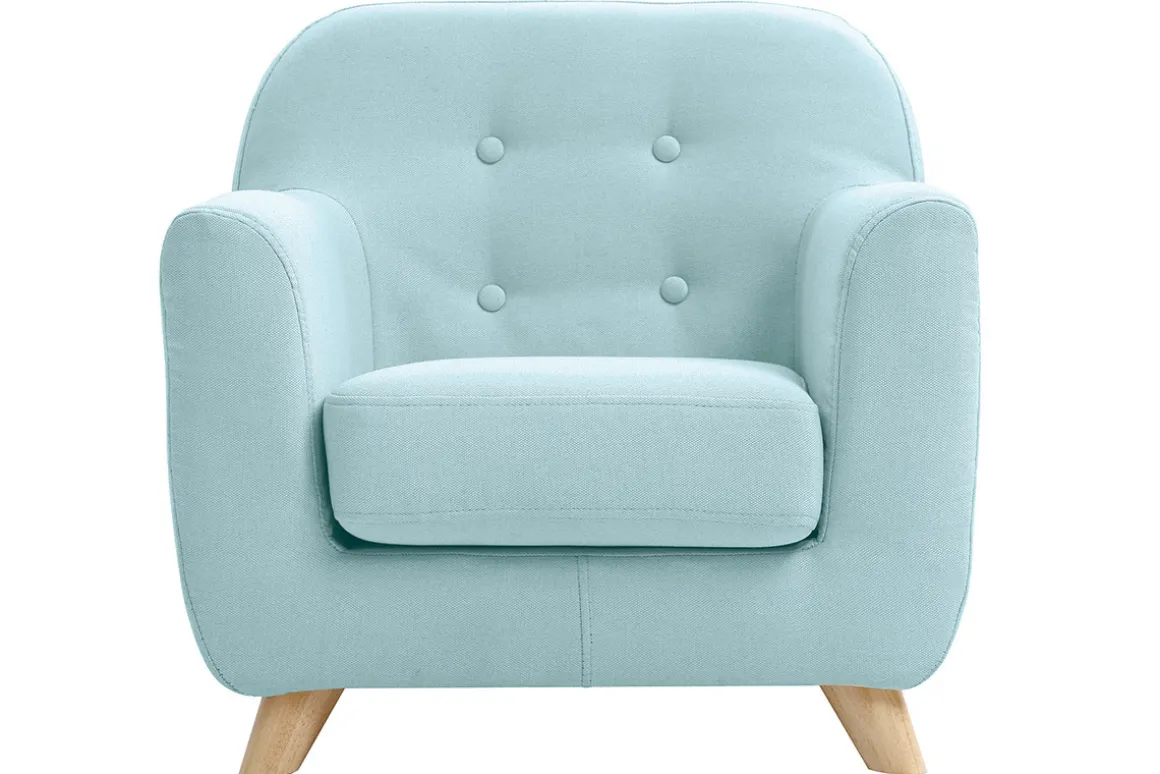 Miliboo Fauteuil Enfant-Fauteuil enfant scandinave en tissu menthe à l'eau et bois clair NORKID