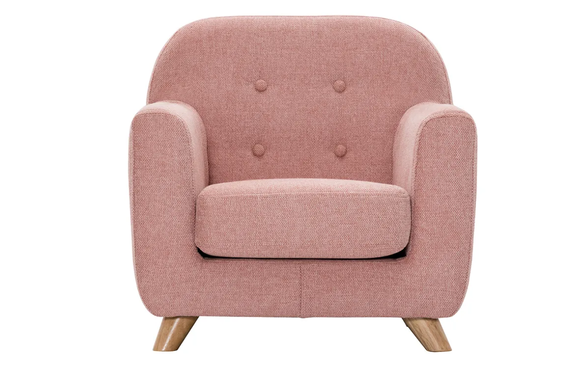 Miliboo Fauteuil Enfant-Fauteuil enfant scandinave en tissu effet velours texturé rose et bois clair NORKID