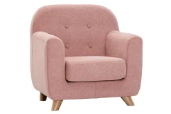 Miliboo Fauteuil Enfant-Fauteuil enfant scandinave en tissu effet velours texturé rose et bois clair NORKID