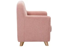 Miliboo Fauteuil Enfant-Fauteuil enfant scandinave en tissu effet velours texturé rose et bois clair NORKID