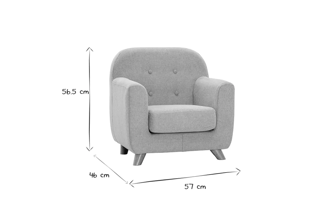 Miliboo Fauteuil Enfant-Fauteuil enfant scandinave en tissu effet velours texturé rose et bois clair NORKID