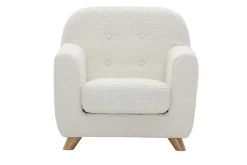 Miliboo Fauteuil Enfant-Fauteuil enfant scandinave en tissu effet laine bouclée blanc et bois clair NORKID