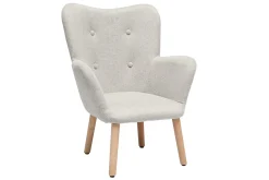 Miliboo Fauteuil Enfant-Fauteuil enfant scandinave en tissu effet velours texturé beige et bois clair BABY BRISTOL