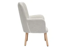 Miliboo Fauteuil Enfant-Fauteuil enfant scandinave en tissu effet velours texturé beige et bois clair BABY BRISTOL