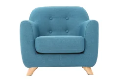 Miliboo Fauteuil Enfant-Fauteuil enfant scandinave en tissu bleu canard et bois clair NORKID