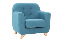 Miliboo Fauteuil Enfant-Fauteuil enfant scandinave en tissu bleu canard et bois clair NORKID