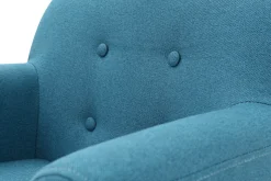 Miliboo Fauteuil Enfant-Fauteuil enfant scandinave en tissu bleu canard et bois clair NORKID