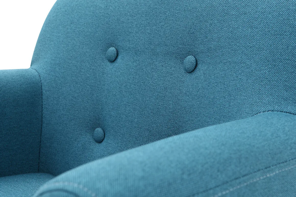 Miliboo Fauteuil Enfant-Fauteuil enfant scandinave en tissu bleu canard et bois clair NORKID