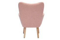 Miliboo Fauteuil Enfant-Fauteuil enfant scandinave en tissu effet velours texturé rose et bois clair BABY BRISTOL
