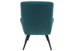 Miliboo Fauteuil Design|Voir Tous Les Fauteuils-Fauteuil et repose-pieds design en tissu velours bleu pétrole et métal noir ZOE